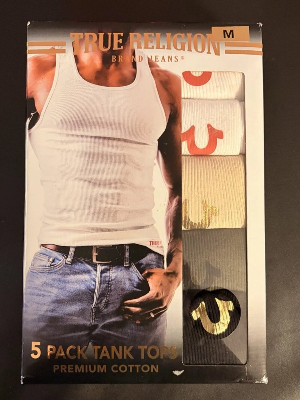 True Religion Men’s 5 Pack Tank Tops Premium Cotton Undershirts Size M